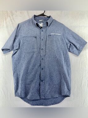 Under Armour Shirt Mens Small Blue Heat Gear Hiking/Golf Lightweight Zip Pocket